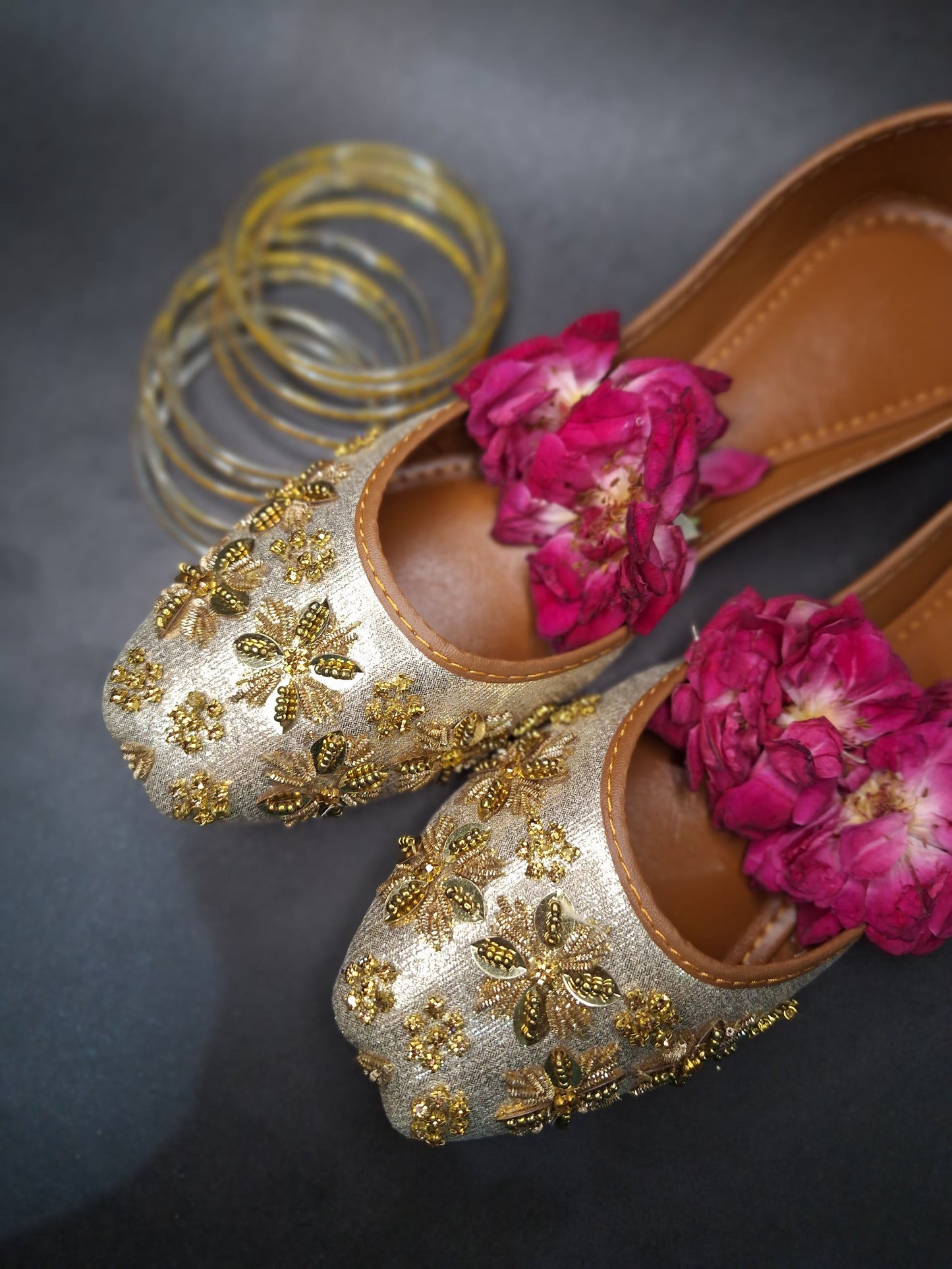 Zari-e-Noor Golden Embroidered Khussa Collection