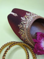 Shahi Maroon Zari-Hand Khussa